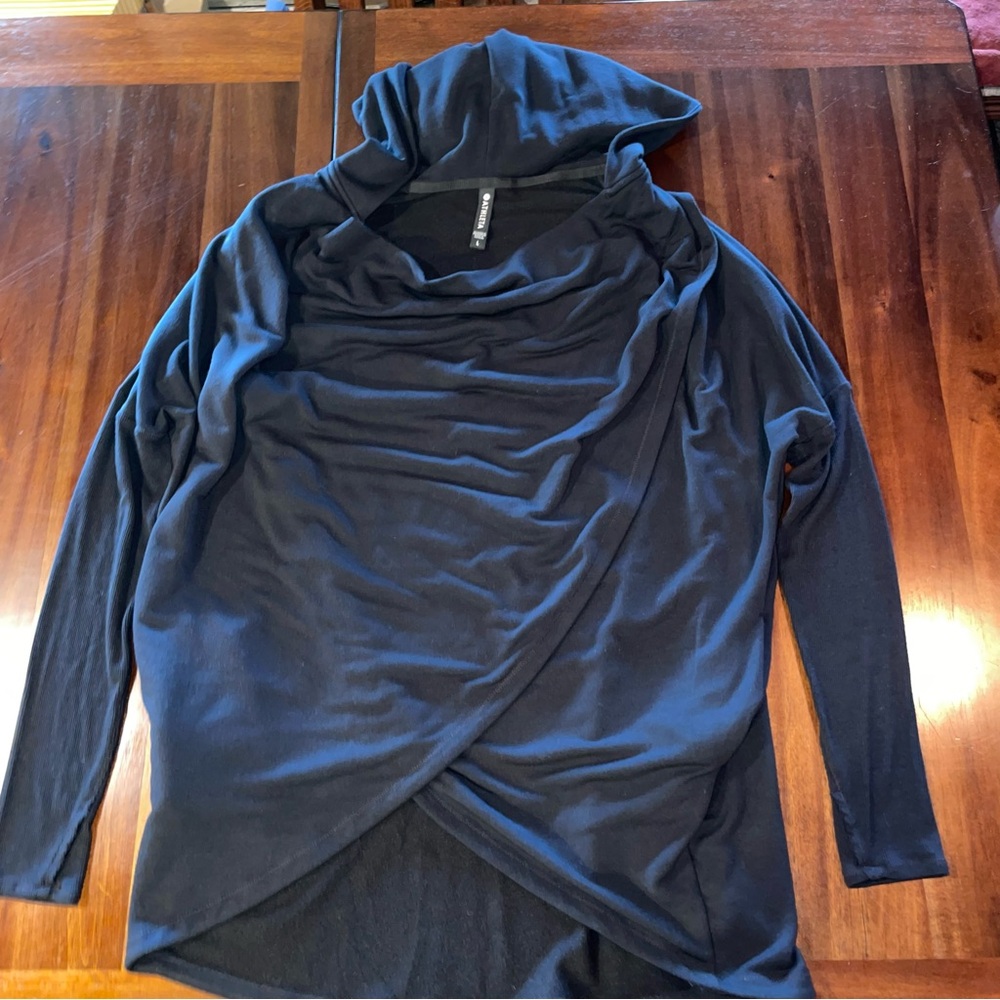 Athleta Purana Women’s Hooded Sweater Wrap Sweatshirt with Cowl Neck!